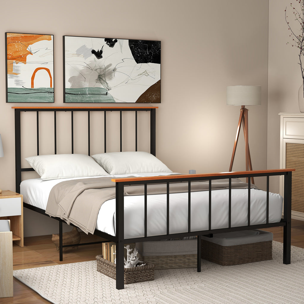 Full Size Wood Bed Frame with Headboard and Footboard
