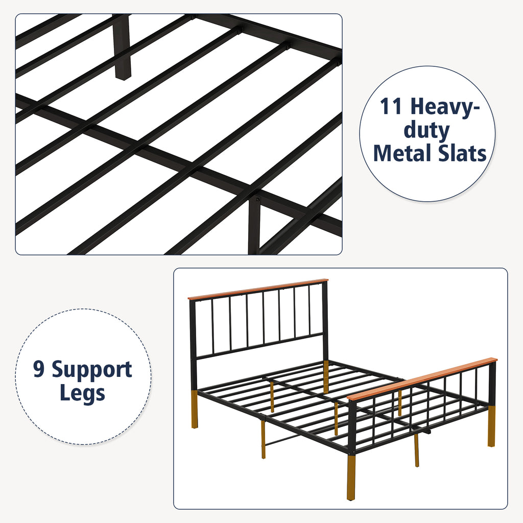 Full Size Wood Bed Frame with Headboard and Footboard