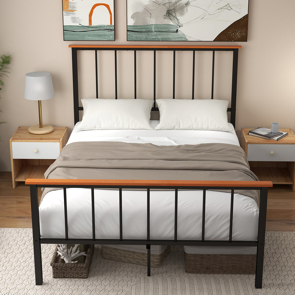 Full Size Wood Bed Frame with Headboard and Footboard