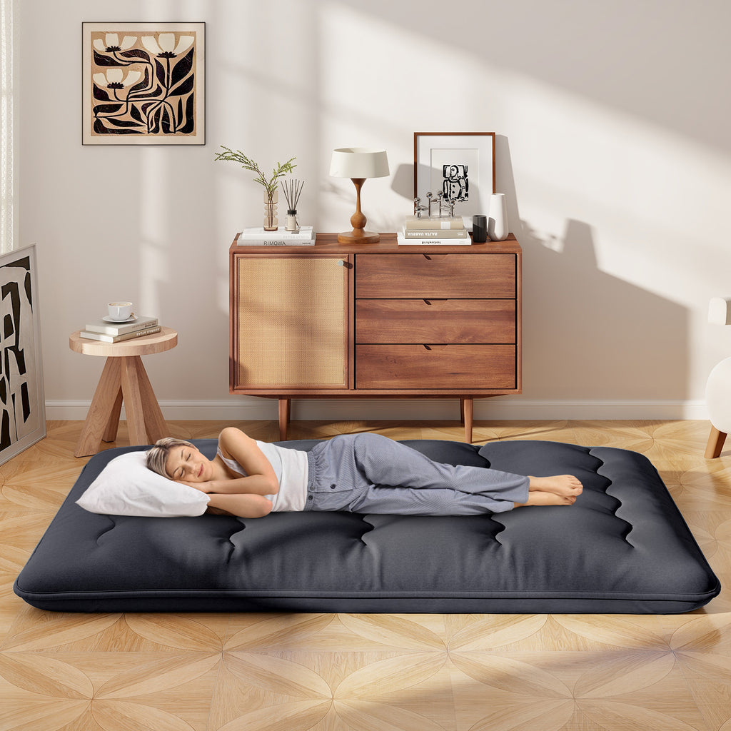 Futon Mattress with Washable Cover - Black, Full Size