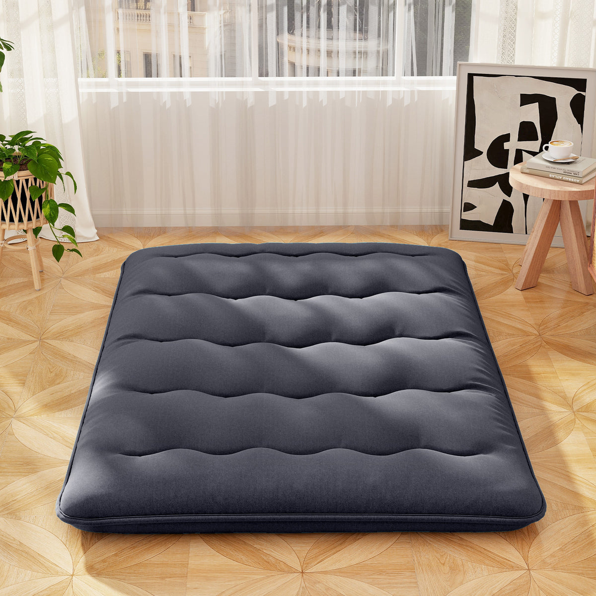 Futon Mattress with Washable Cover - Black, Full Size