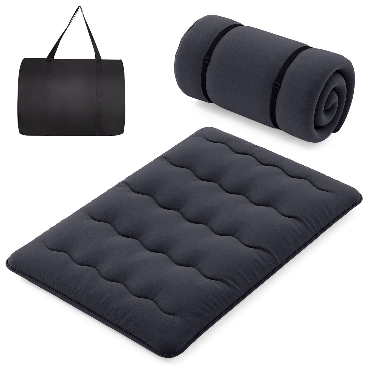 Futon Mattress with Washable Cover – Black, Full Size