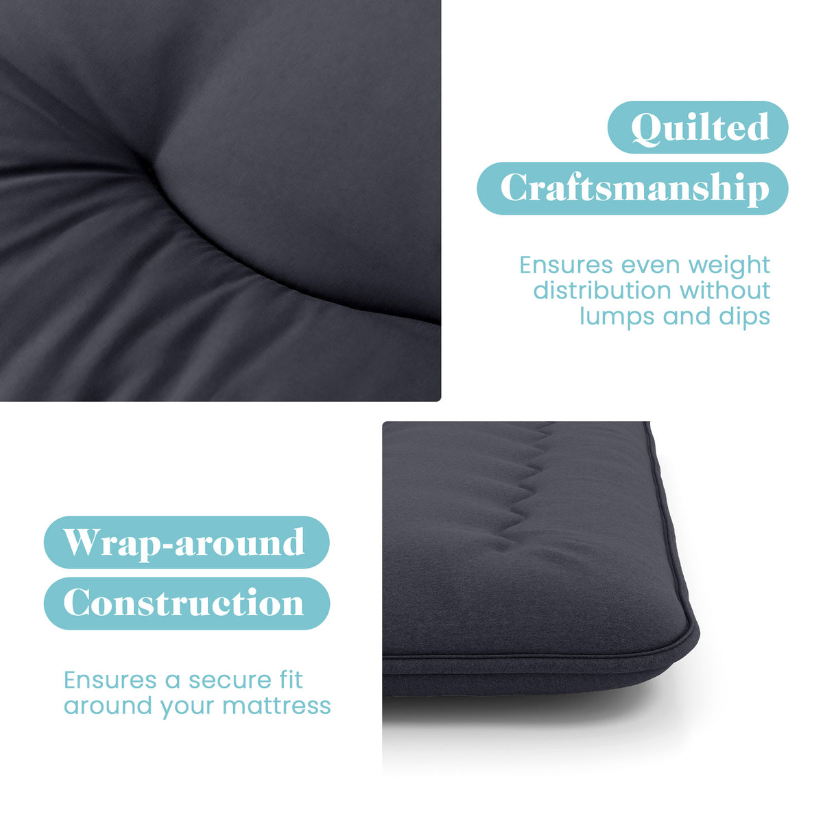 Futon Mattress with Washable Cover - Black, Full Size