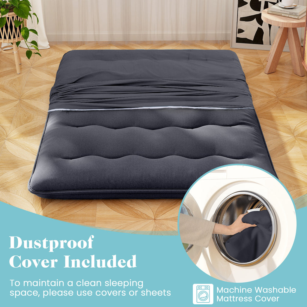 Futon Mattress with Washable Cover - Black, Full Size