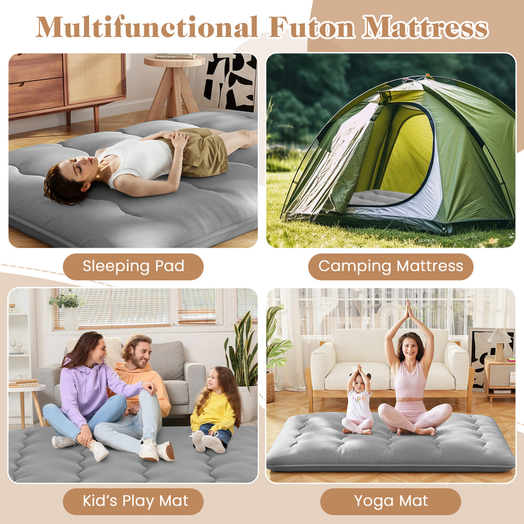 Full Size Futon Mattress with Washable Cover - Gray