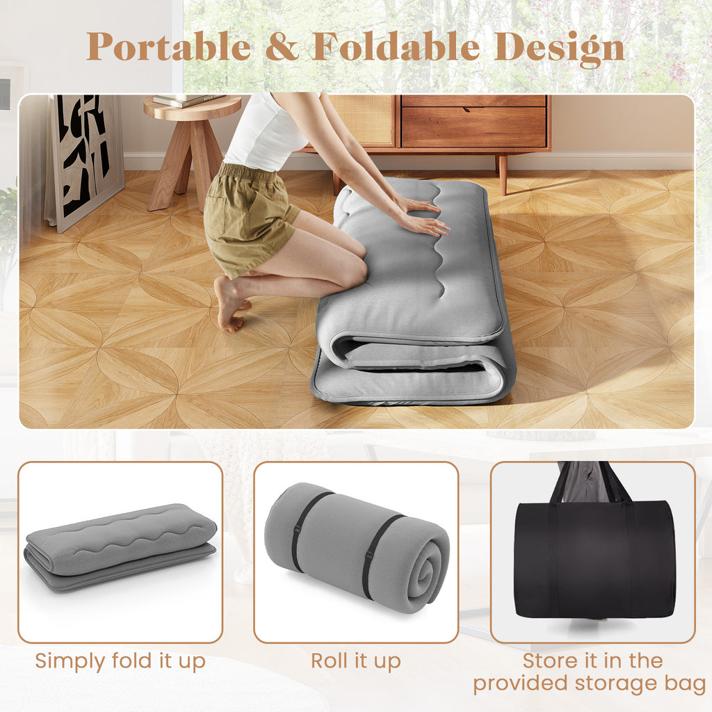 Full Size Futon Mattress with Washable Cover - Gray