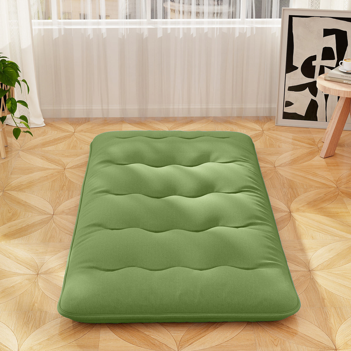 Floor Mattress with Washable Cover and Carry Bag - Twin Size, Green