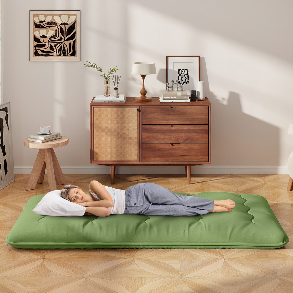 Floor Mattress with Washable Cover and Carry Bag - Twin Size, Green