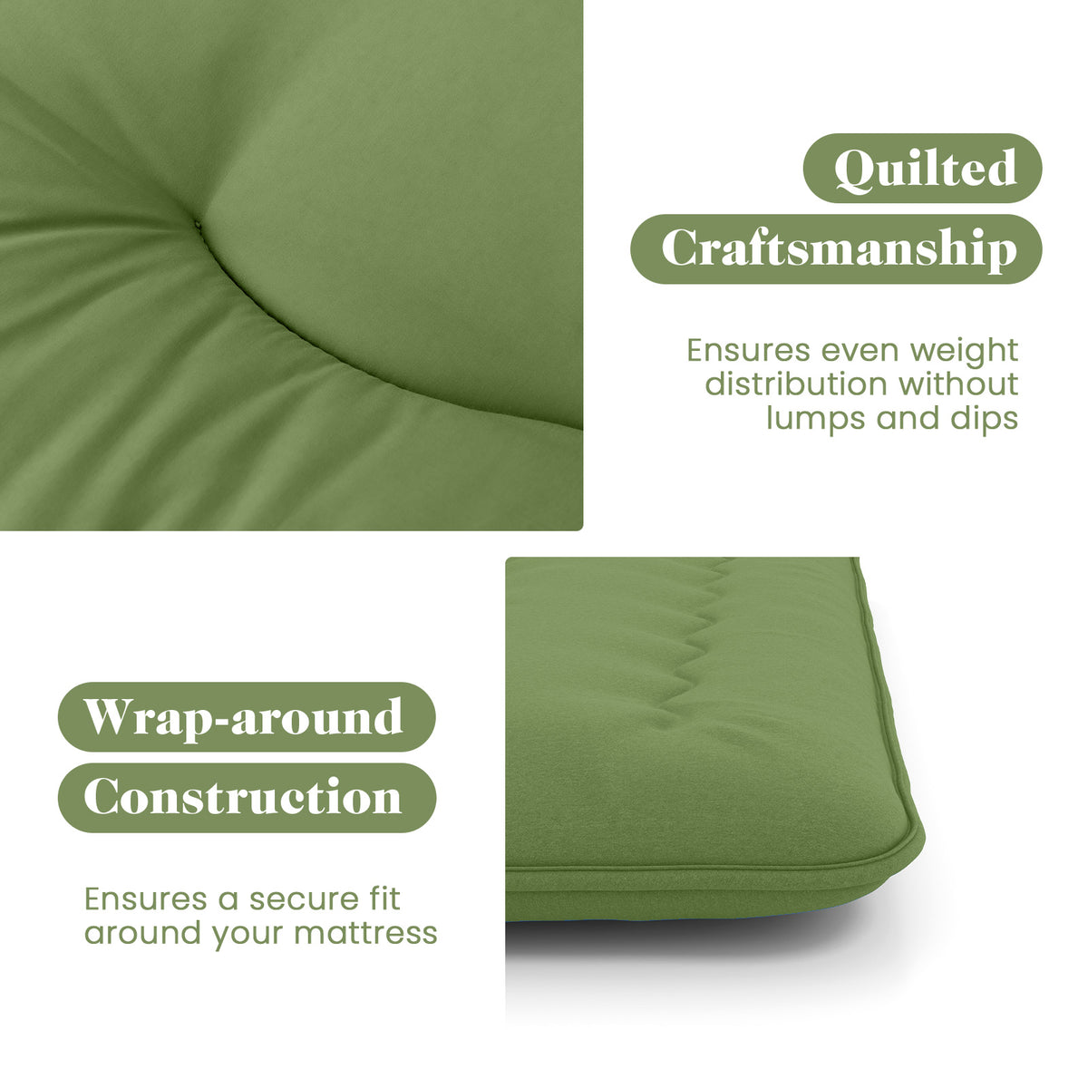 Floor Mattress with Washable Cover and Carry Bag - Twin Size, Green