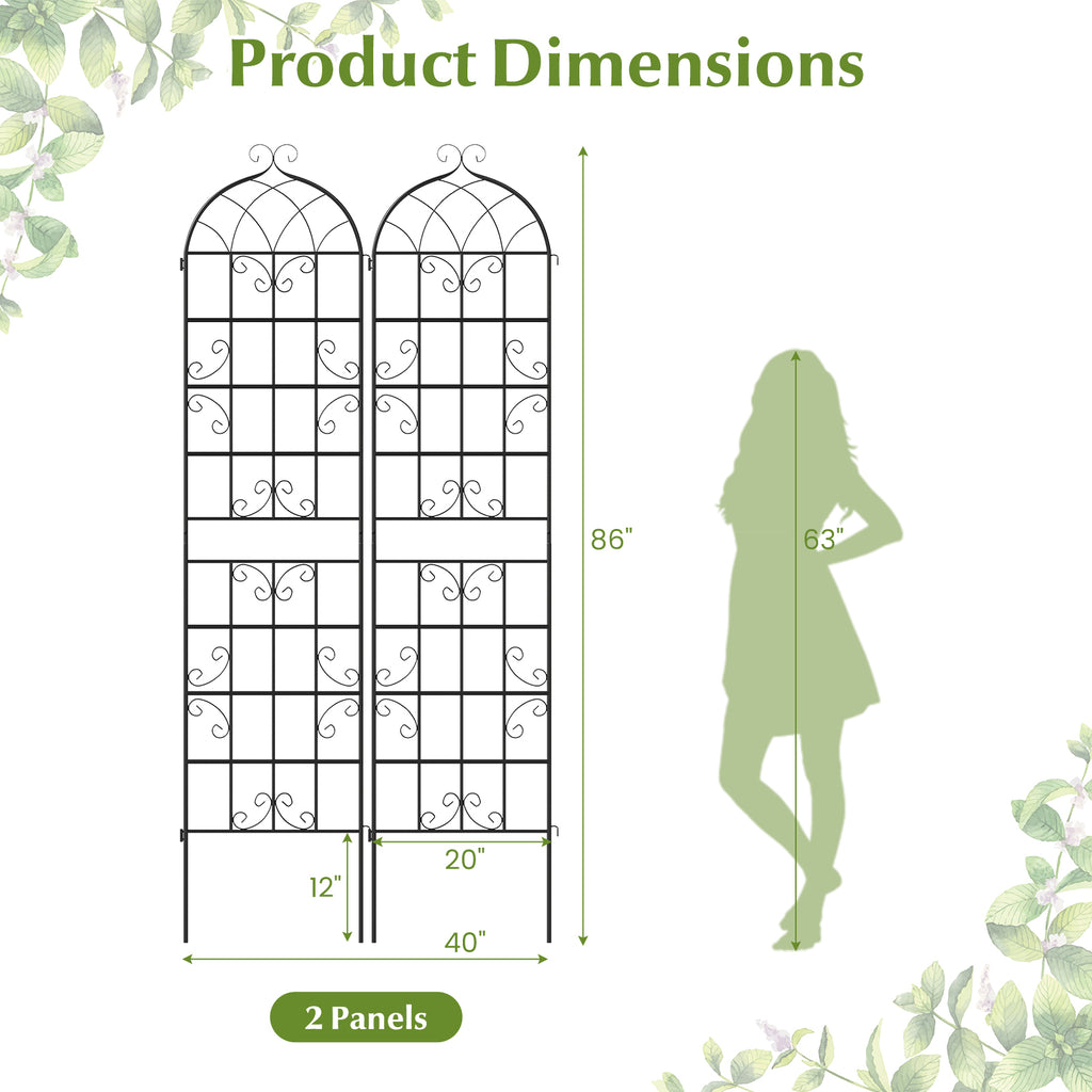 Metal Garden Trellis 86" x 20" - 2 Pack