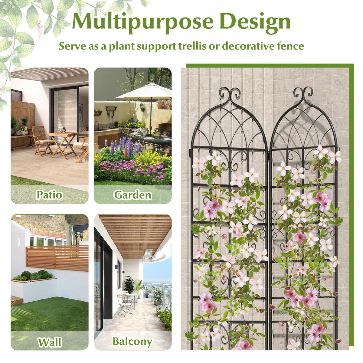 Metal Garden Trellis 86" x 20" - 2 Pack