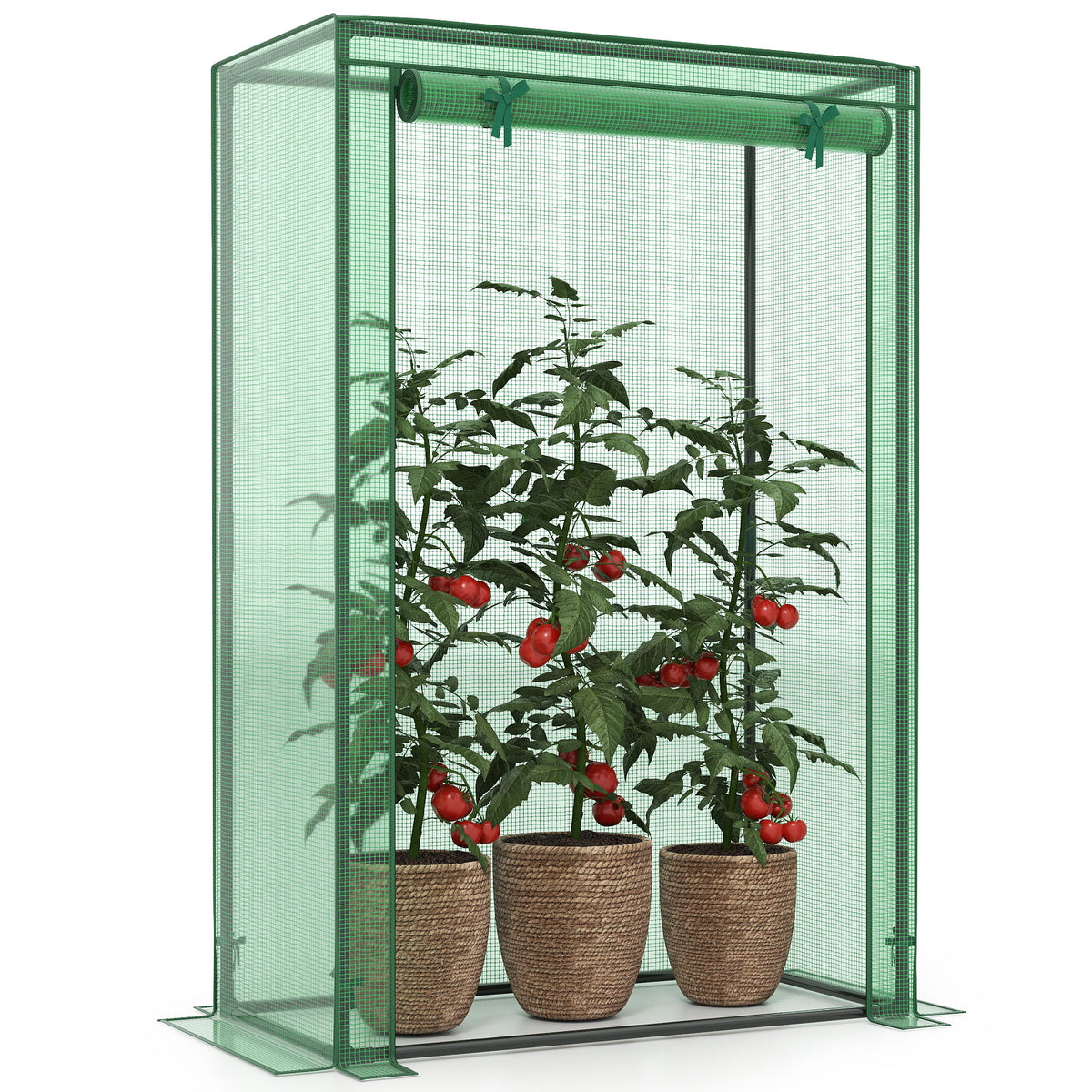 Portable Mini Greenhouse with Roll-Up Zippered Door