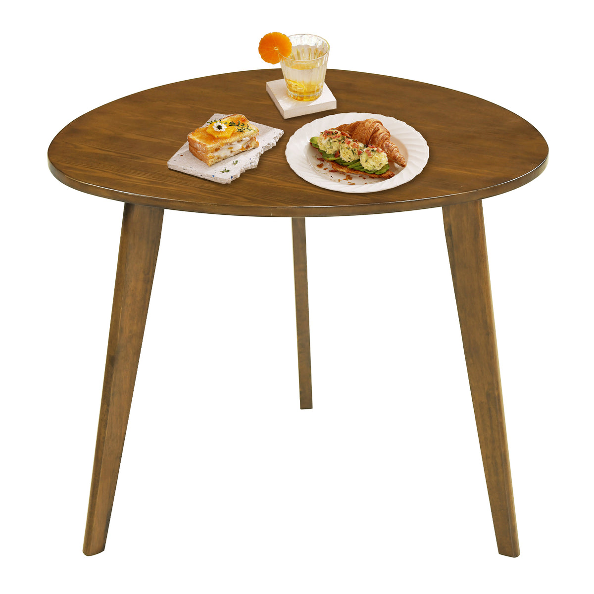 Farmhouse Round Dining Table for 4 - Walnut