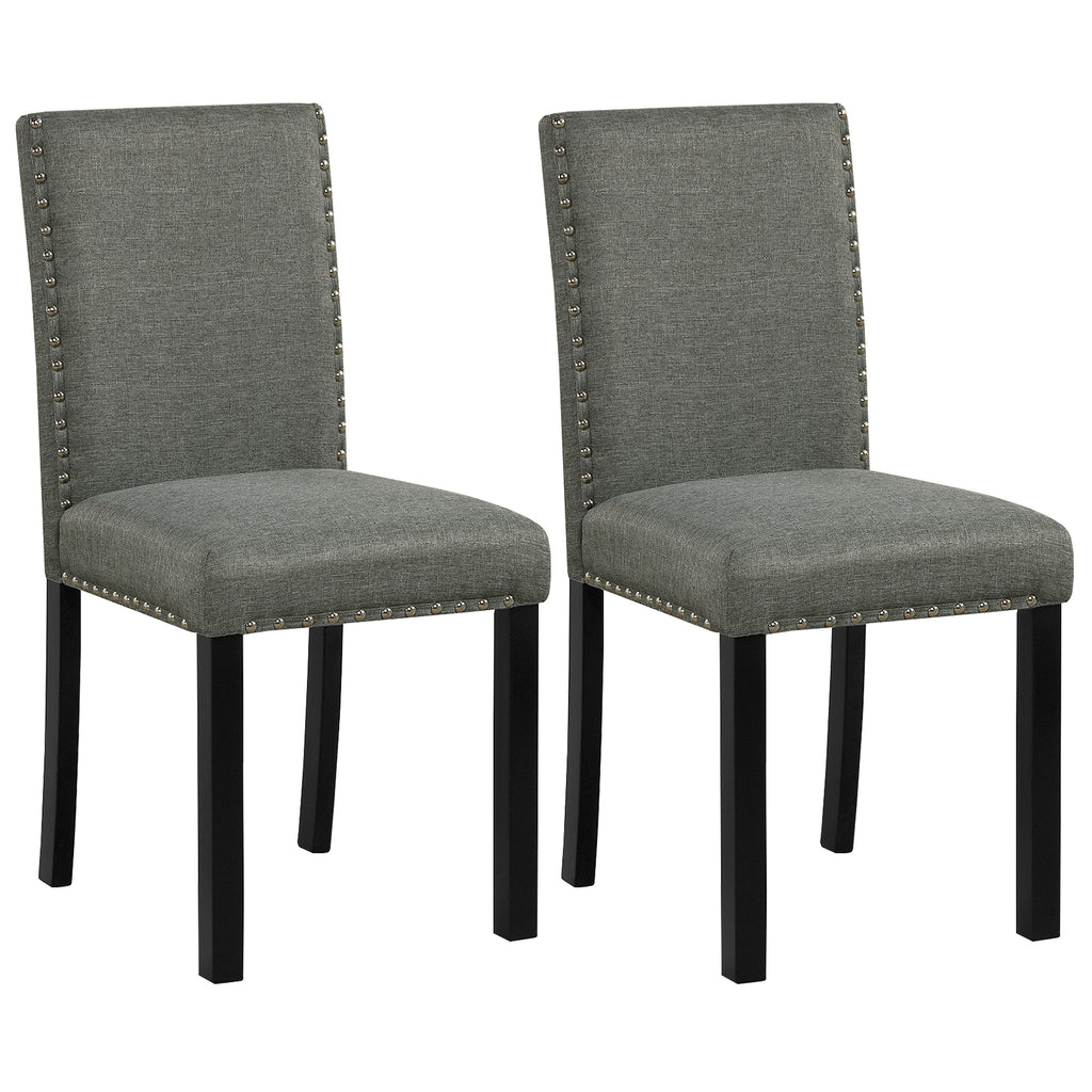 PVC Leather Dining Chairs Set of 2 with Wood Legs