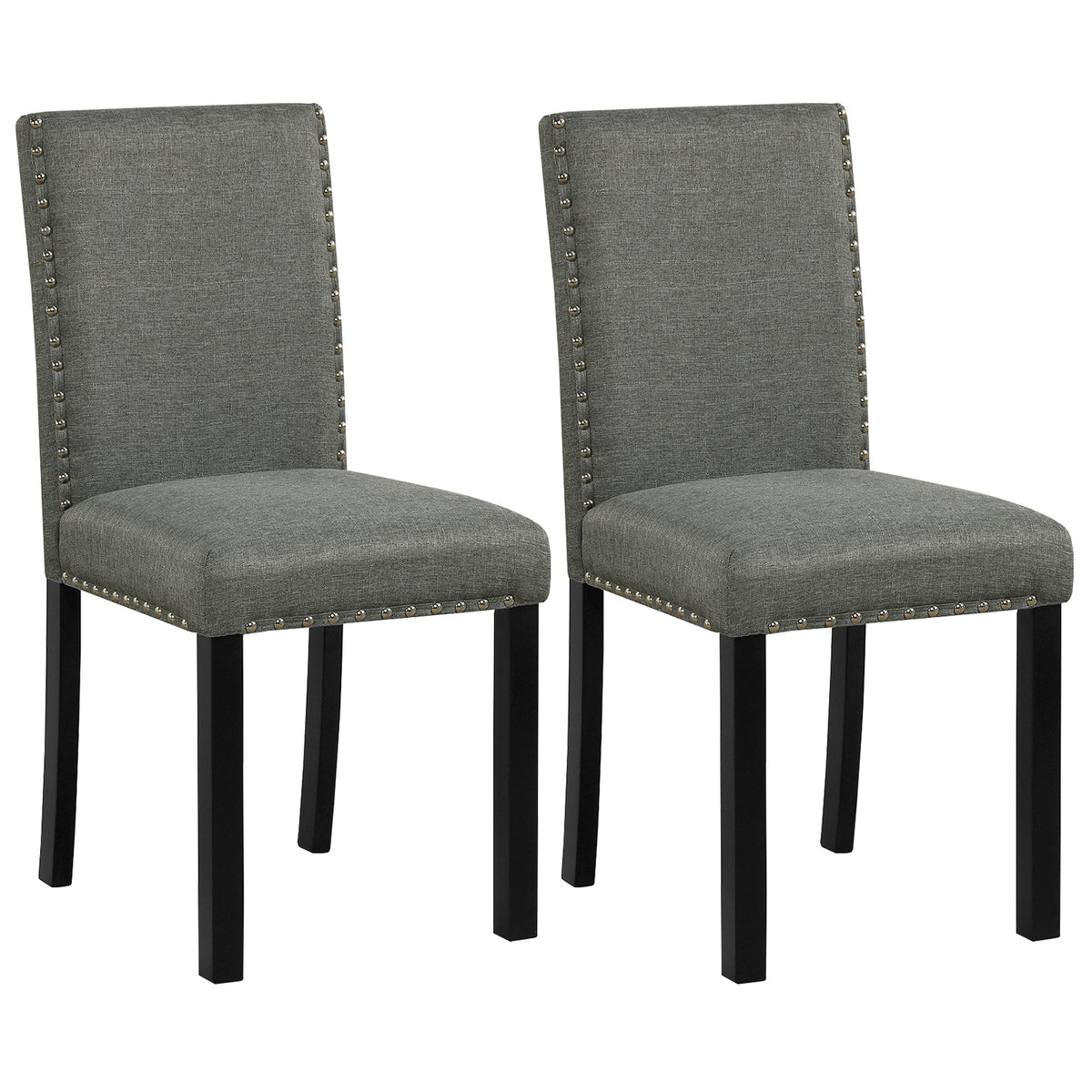 PVC Leather Dining Chairs Set of 2 with Wood Legs