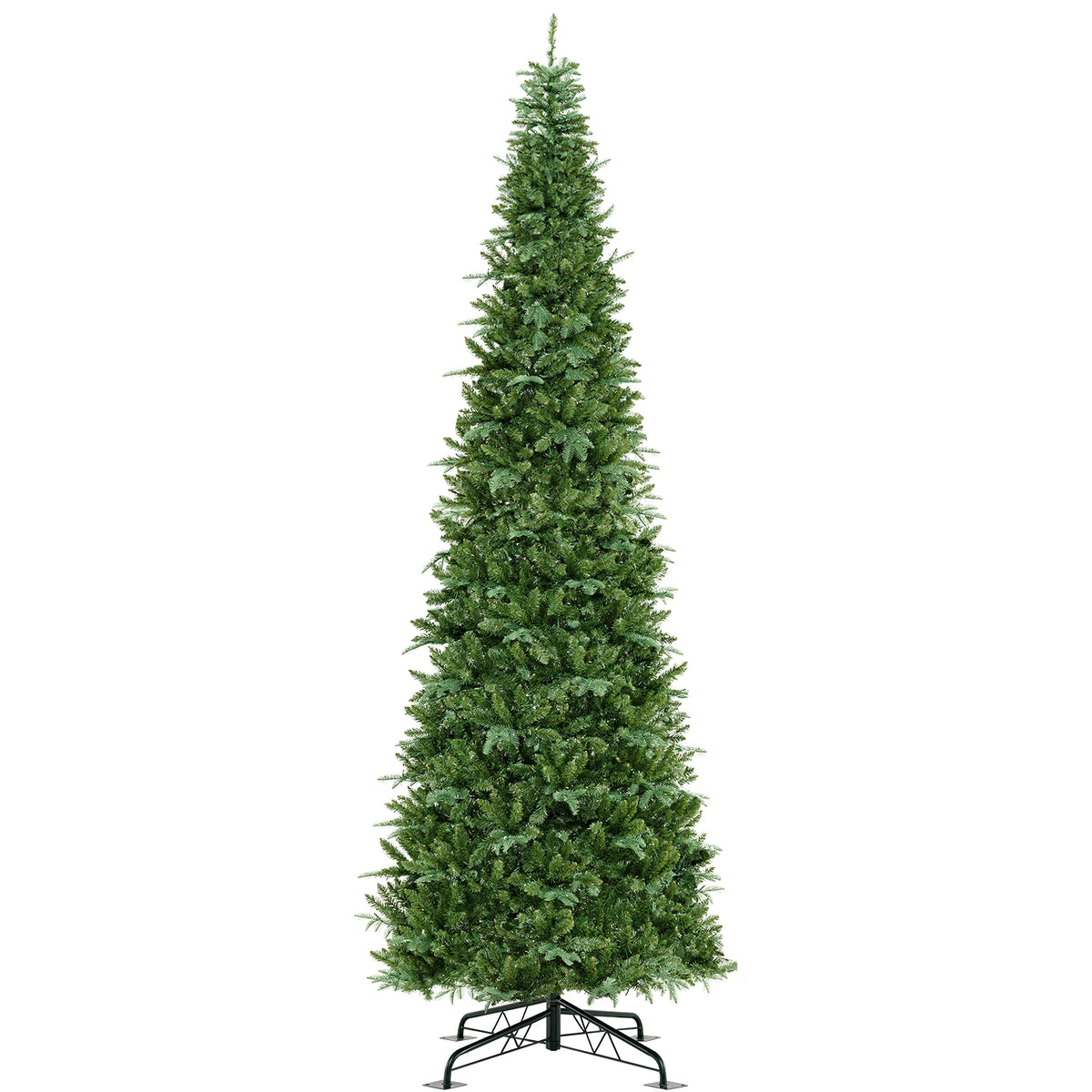 12 Feet Tall Prelit Artificial Christmas Tree with 2517 PVC PE Branch Tips - Hinged, Indoor & Outdoor