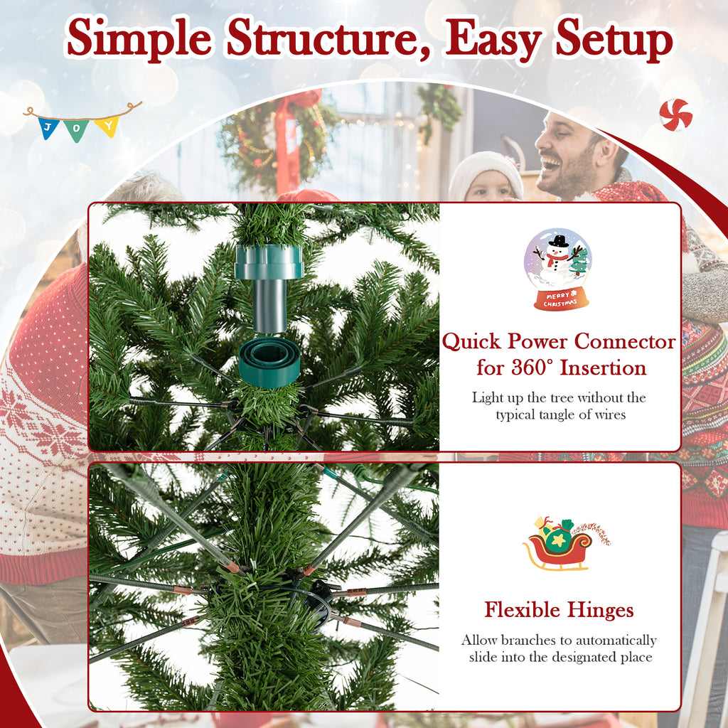 12 Feet Tall Prelit Artificial Christmas Tree with 2517 PVC PE Branch Tips - Hinged, Indoor & Outdoor