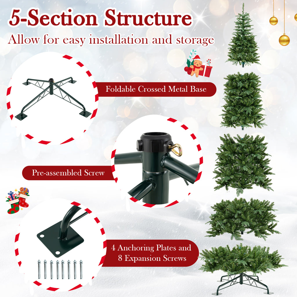 12 Feet Tall Prelit Artificial Christmas Tree with 2517 PVC PE Branch Tips - Hinged, Indoor & Outdoor