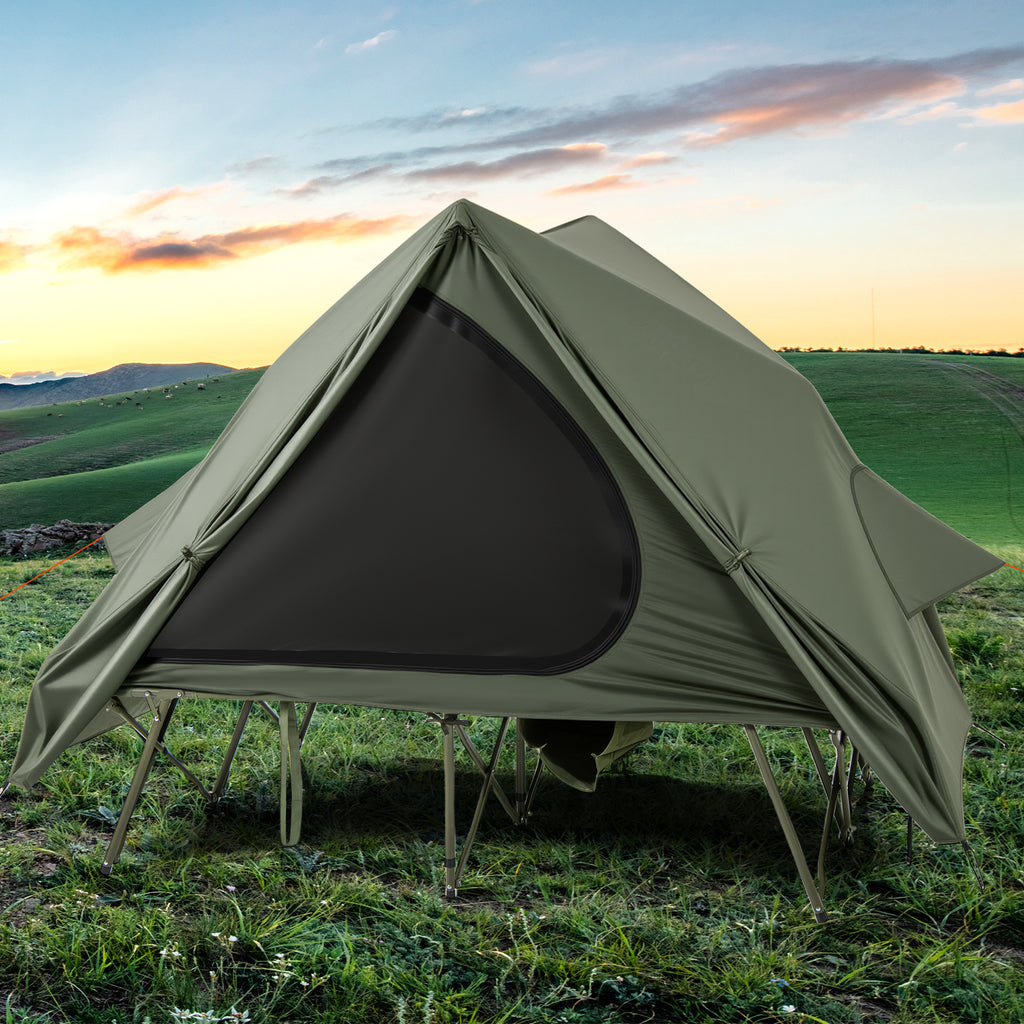 Foldable 2-Person Camping Cot Tent with Pop-up Shelter and Portable
