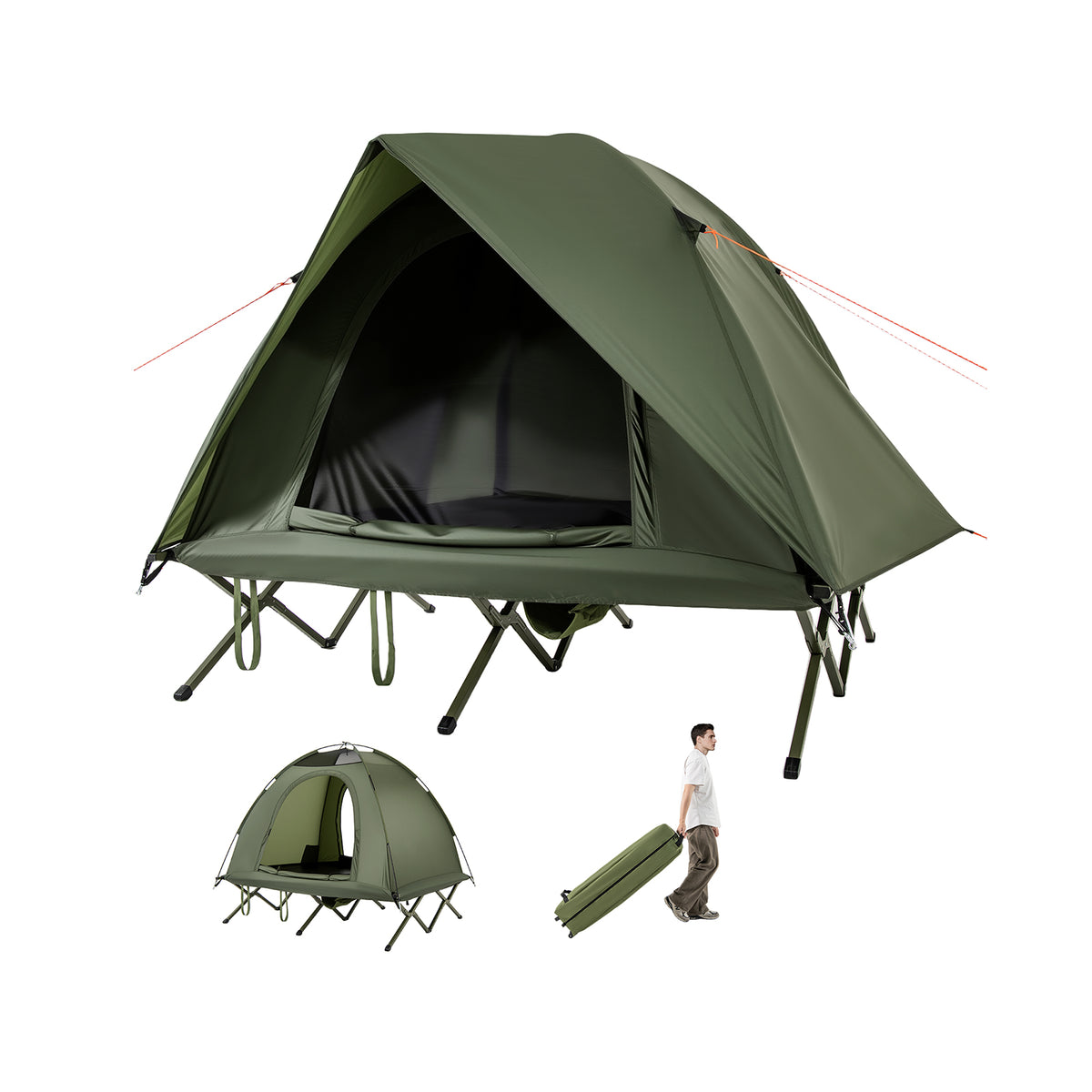 2-Person Camping Cot Tent Combo - Gray