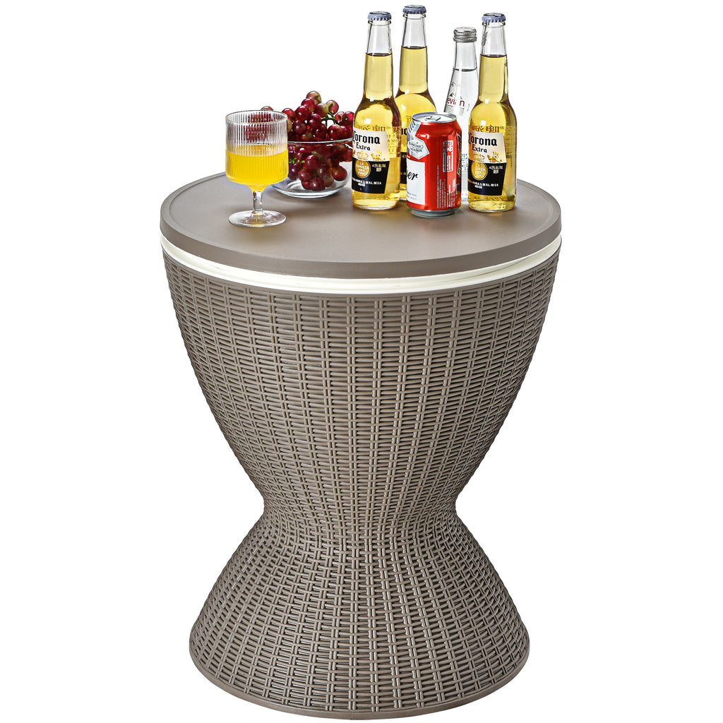 Outdoor Rattan Bar Table with Extendable Tabletop, Brown