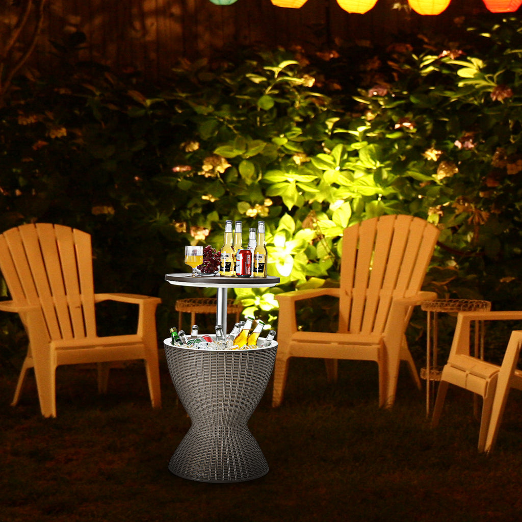 Outdoor Rattan Bar Table with Extendable Tabletop, Brown