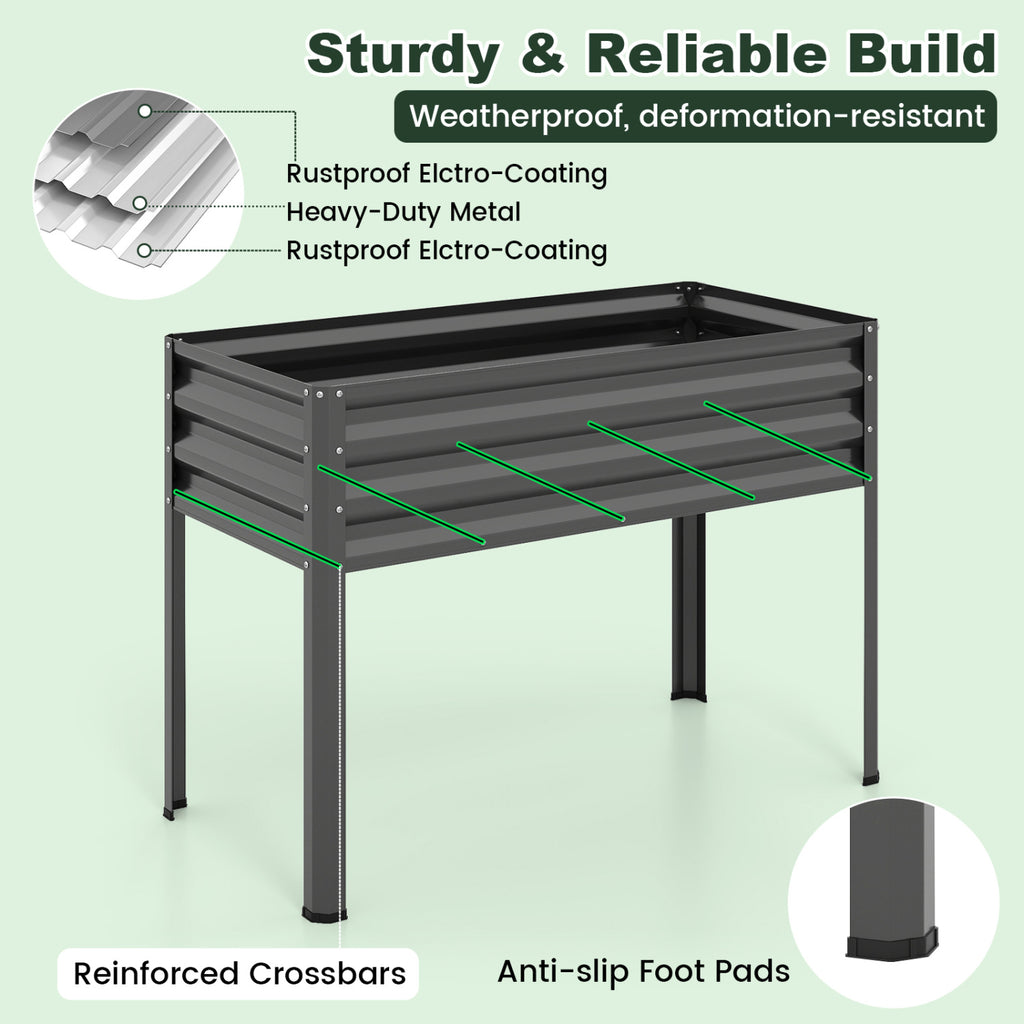 Galvanized Raised Garden Bed with Greenhouse Cover - Gray