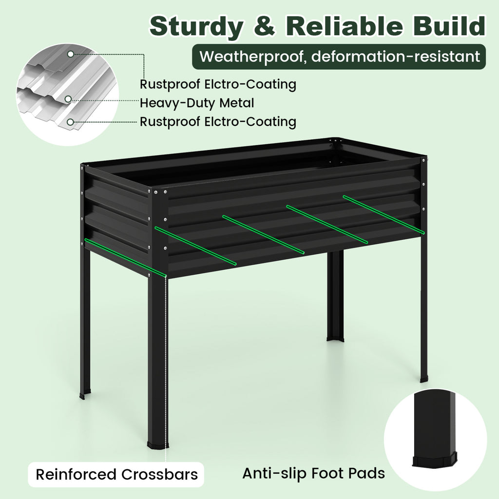 Galvanized Raised Garden Bed with Greenhouse Cover - Black