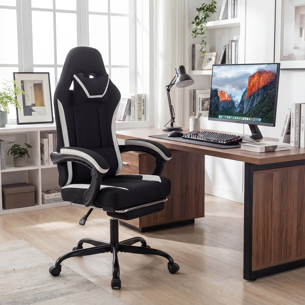 Gaming Chair Height Adjustable Computer with Headrest Footrest & 360°