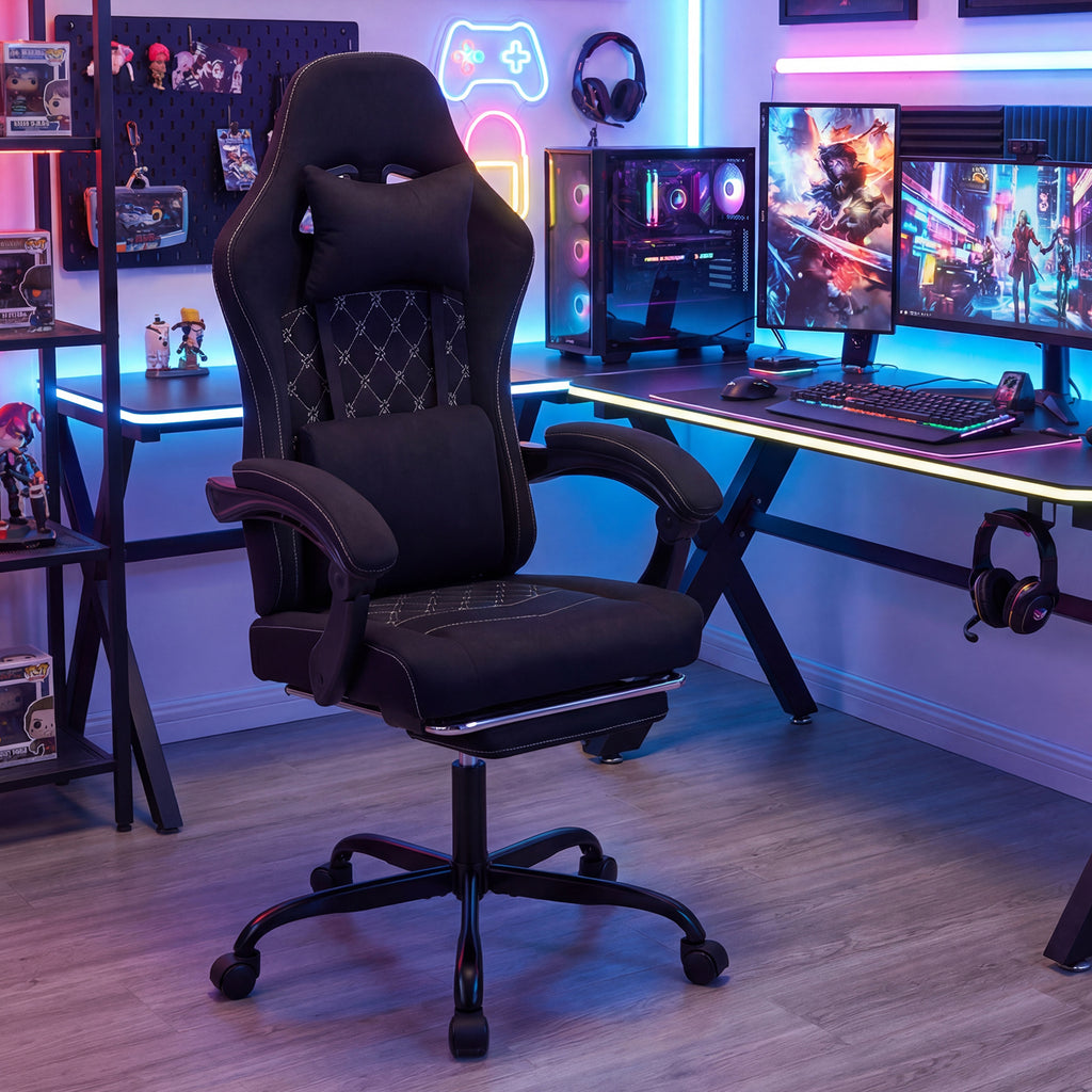 Gaming Chair Height Adjustable Computer with Headrest Video Game