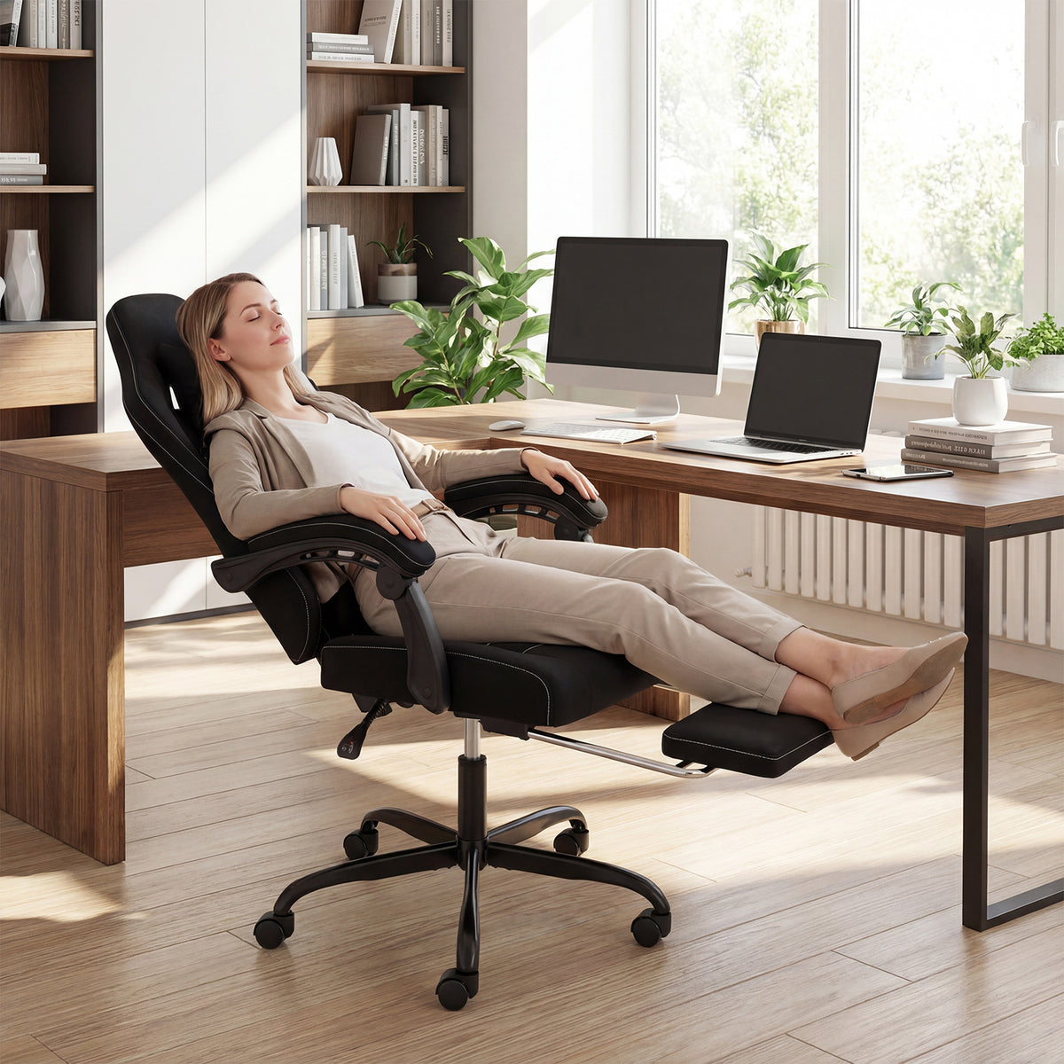 Gaming Chair Height Adjustable Computer with Headrest Video Game