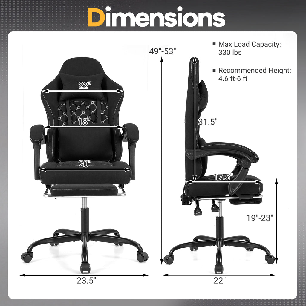 Gaming Chair Height Adjustable Computer with Headrest Video Game