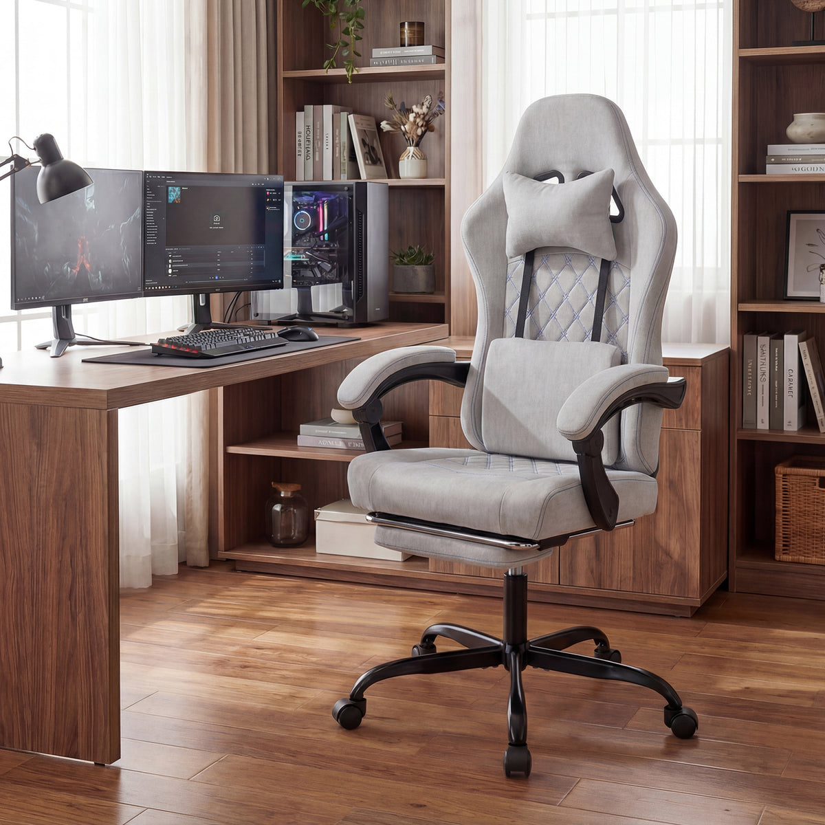 Gaming Chair Height Adjustable Computer Chair - Gray