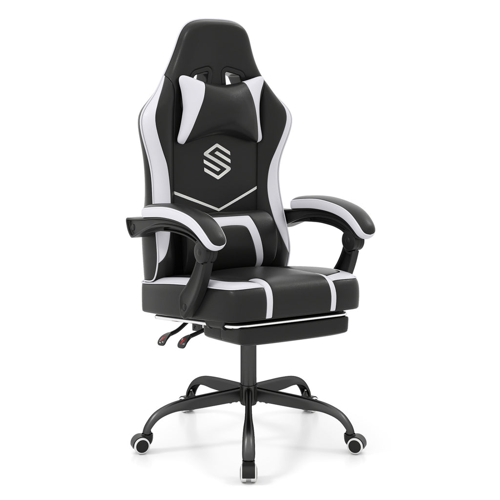 Ergonomic Gaming Chair with Headrest & Lumbar Support - Style E, Black