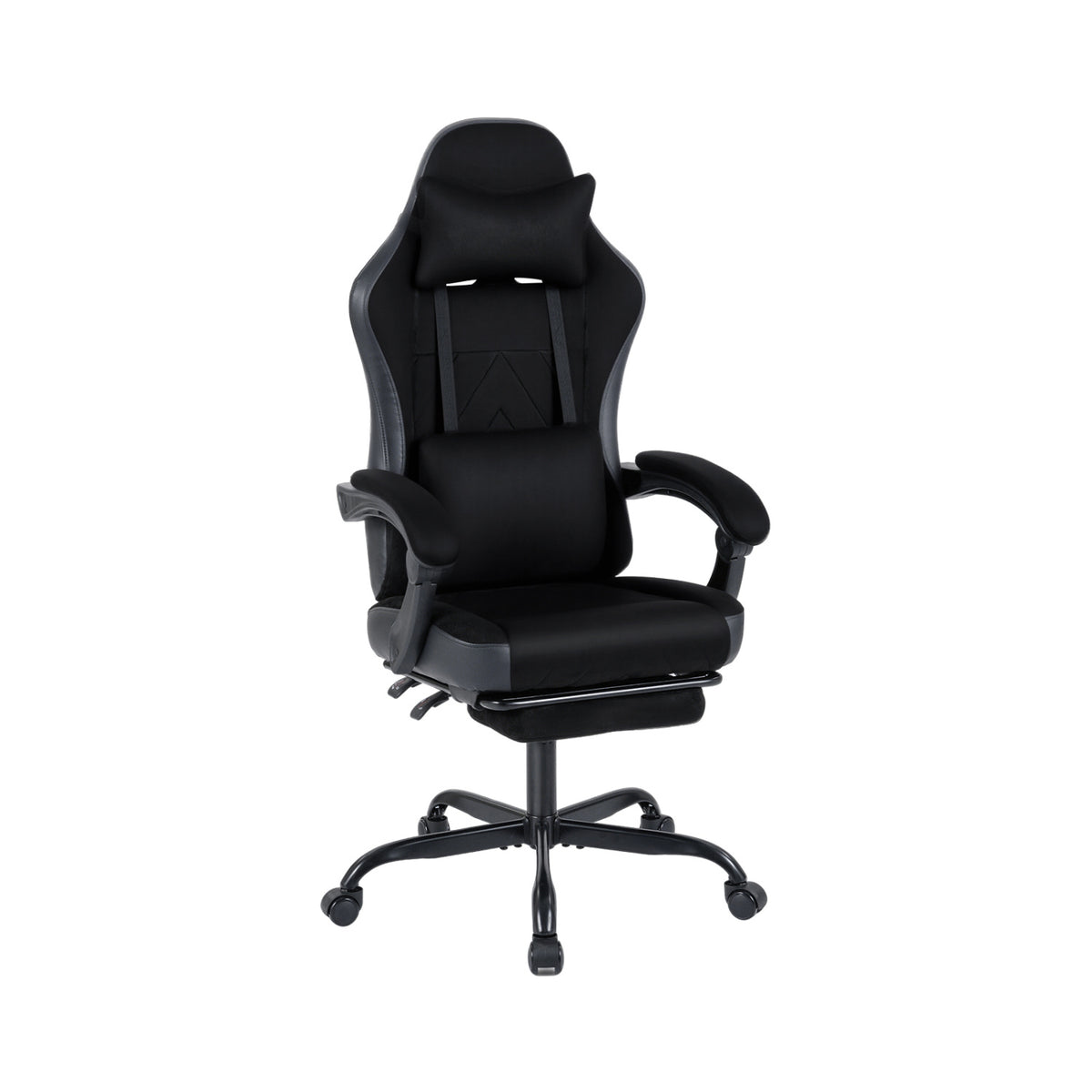Gaming Chair with Headrest Lumbar Support - Style C, Black