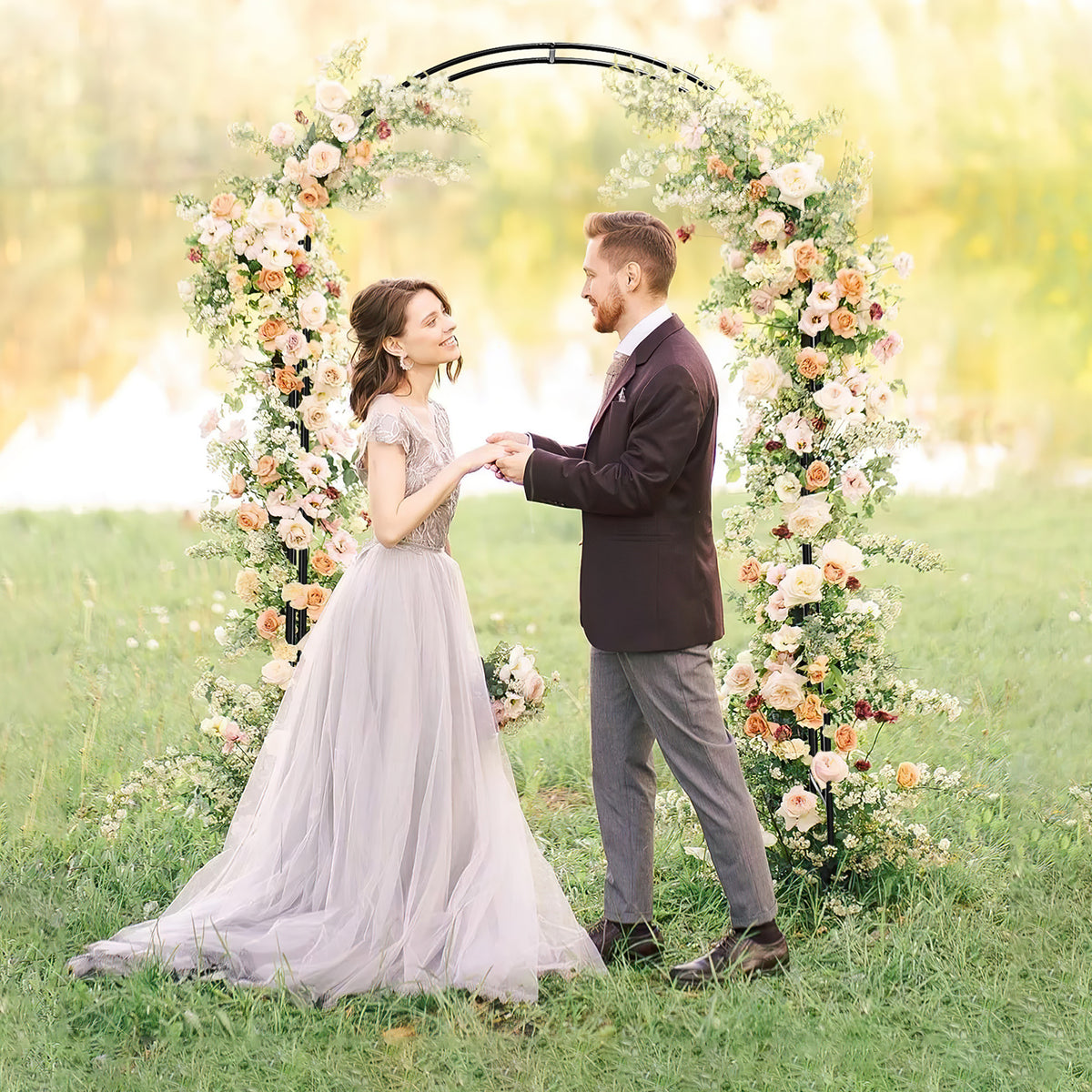 7.5 Feet Metal Garden Arch for Climbing Plants and Outdoor Decor