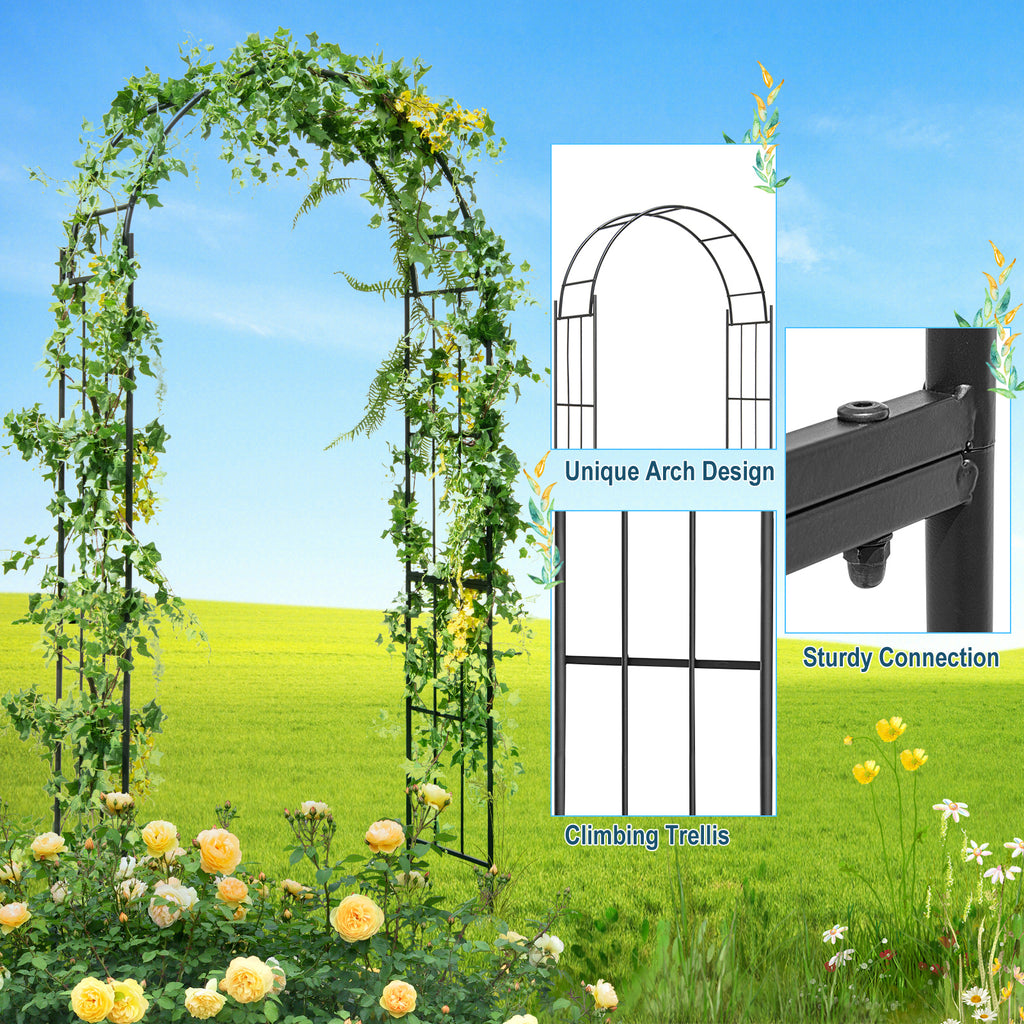 7.5 Feet Metal Garden Arch for Climbing Plants and Outdoor Decor