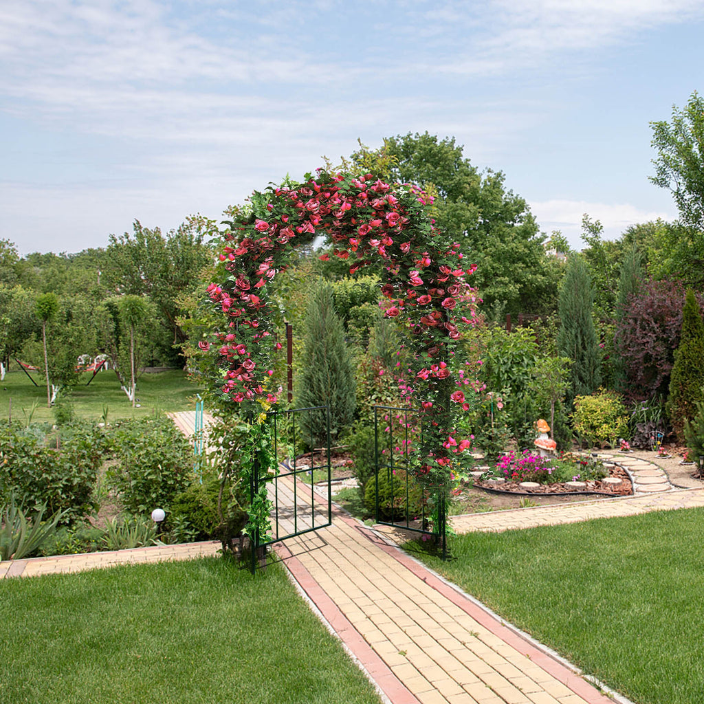 Garden Arch Arbor Trellis with Gate Plant Stand Archway