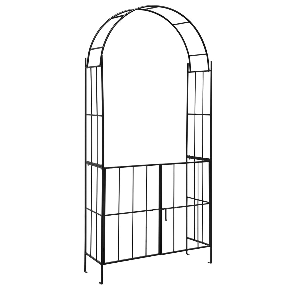 Garden Arch Arbor Trellis with Gate Plant Stand Archway