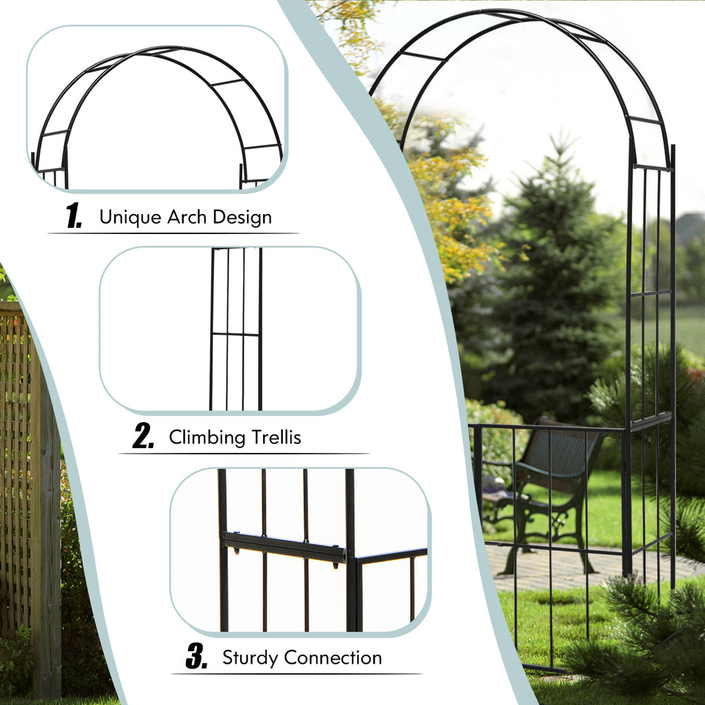 Garden Arch Arbor Trellis with Gate Plant Stand Archway