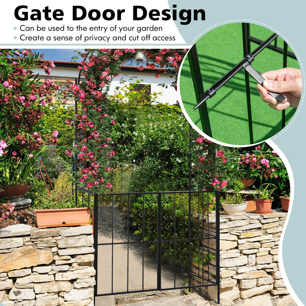 Garden Arch Arbor Trellis with Gate Plant Stand Archway