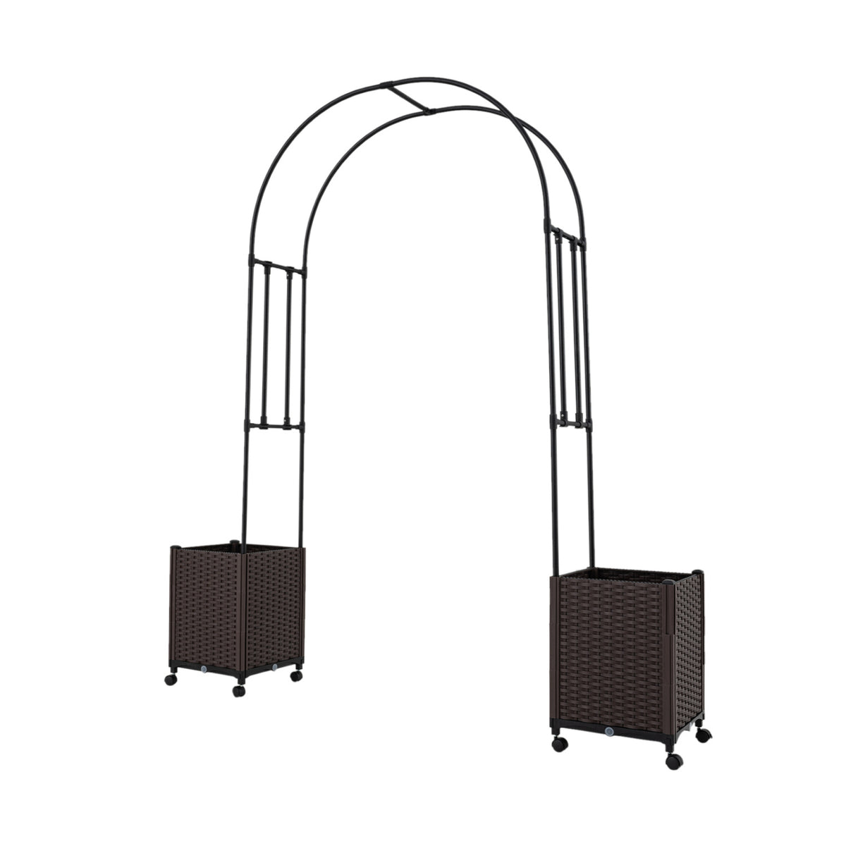 Garden Arch Trellis with 2 Self-watering Planter Boxes for Party Yard