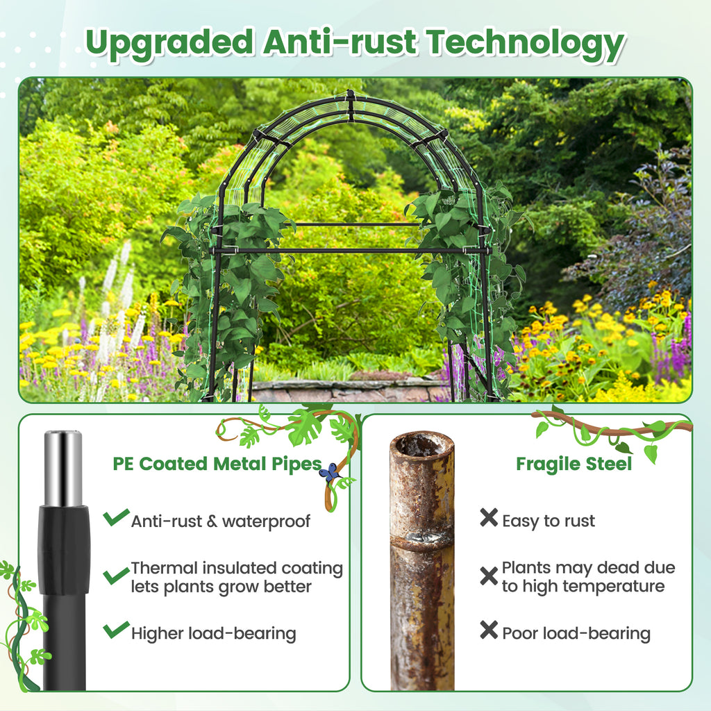 7.5 Ft Garden Arch Trellis - Anti-Rust Metal Structure