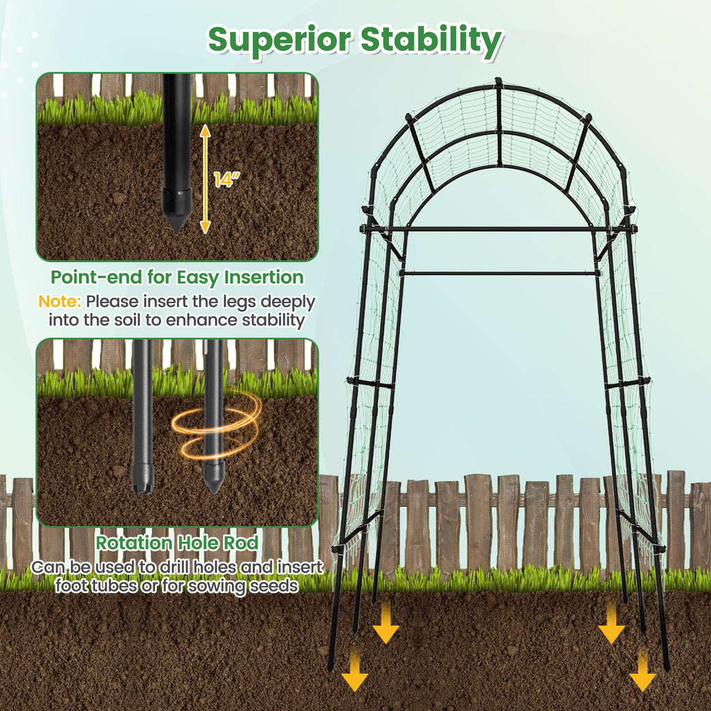 7.5 Ft Garden Arch Trellis - Anti-Rust Metal Structure