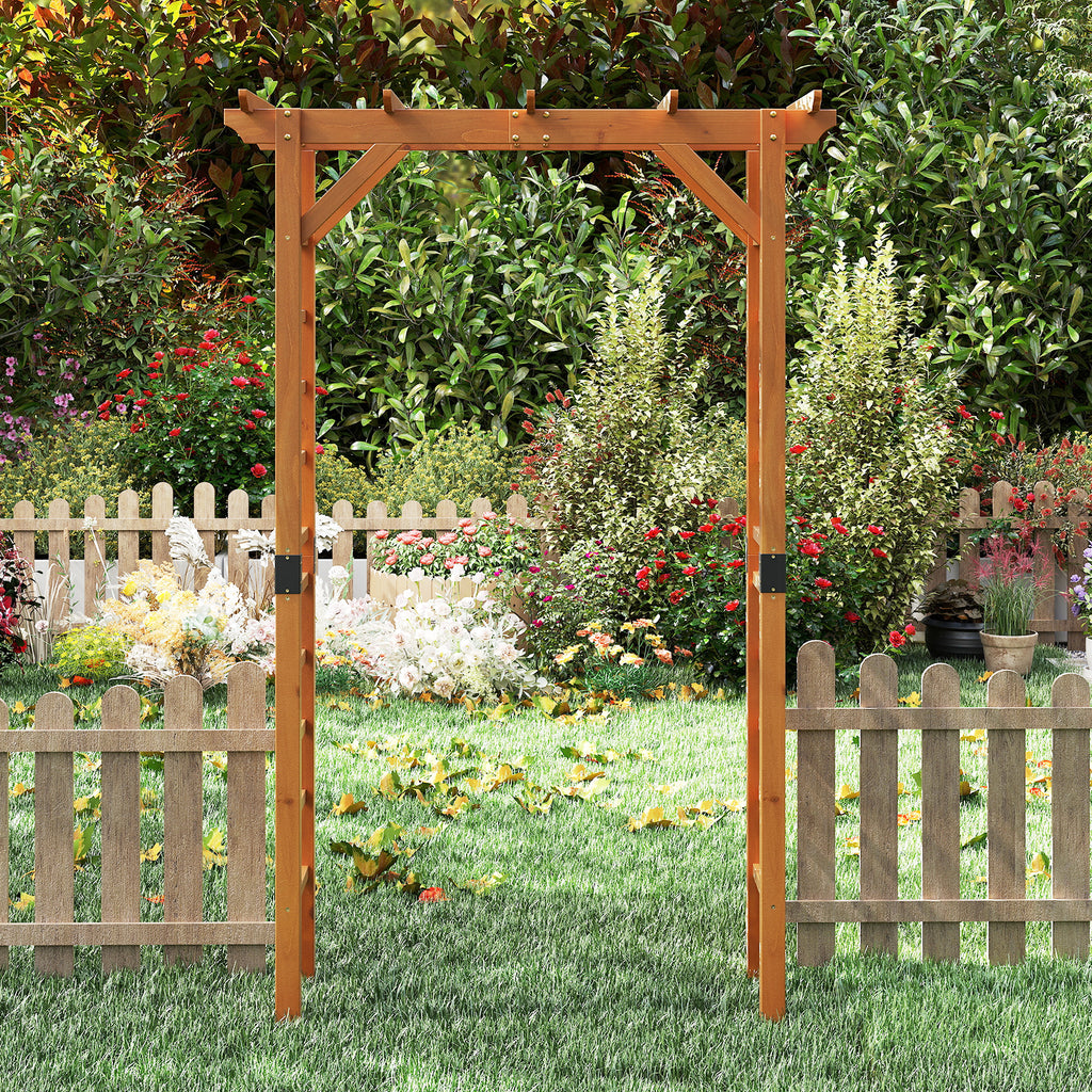 7 ft Wooden Garden Arch Trellis for Climbing Plants Outdoor Support - Costway