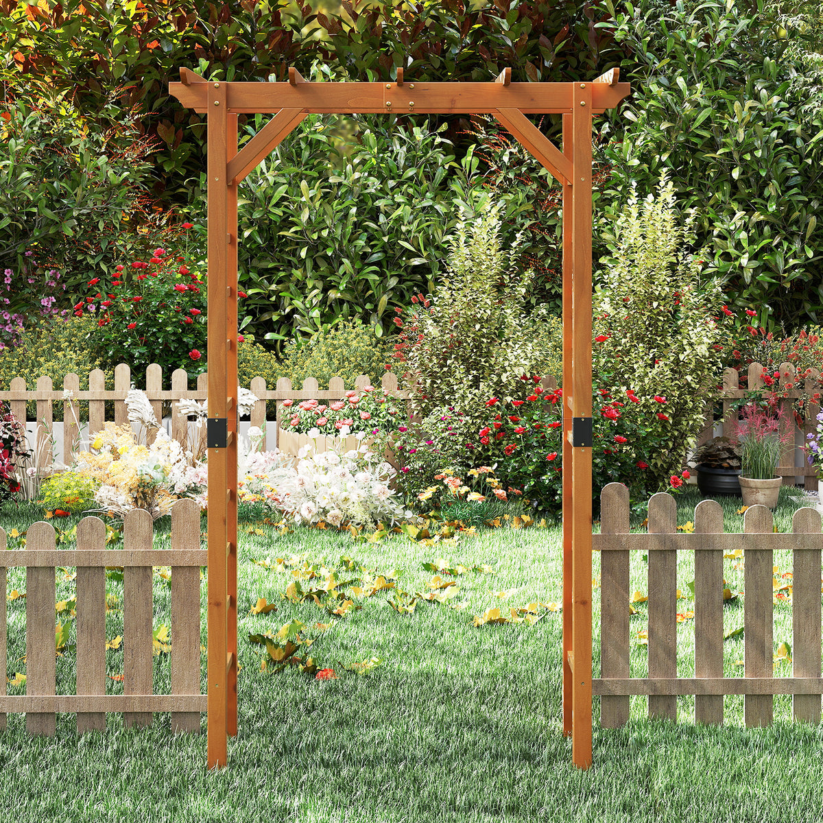 7 ft Wooden Garden Arch Trellis for Climbing Plants Outdoor Support - Costway