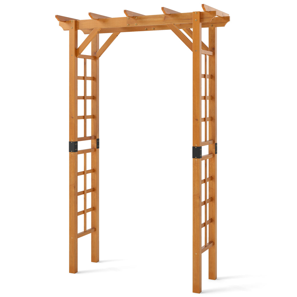 7 ft Wooden Garden Arch Trellis for Climbing Plants Outdoor Support - Costway
