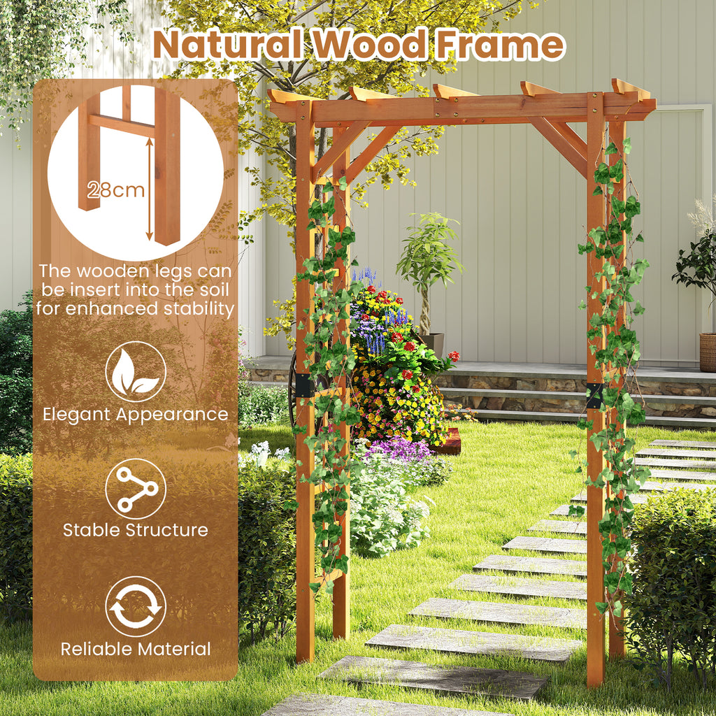 7 ft Wooden Garden Arch Trellis for Climbing Plants Outdoor Support - Costway