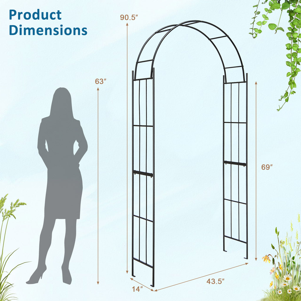 7.5 Feet Metal Garden Arch for Climbing Plants and Outdoor Decor