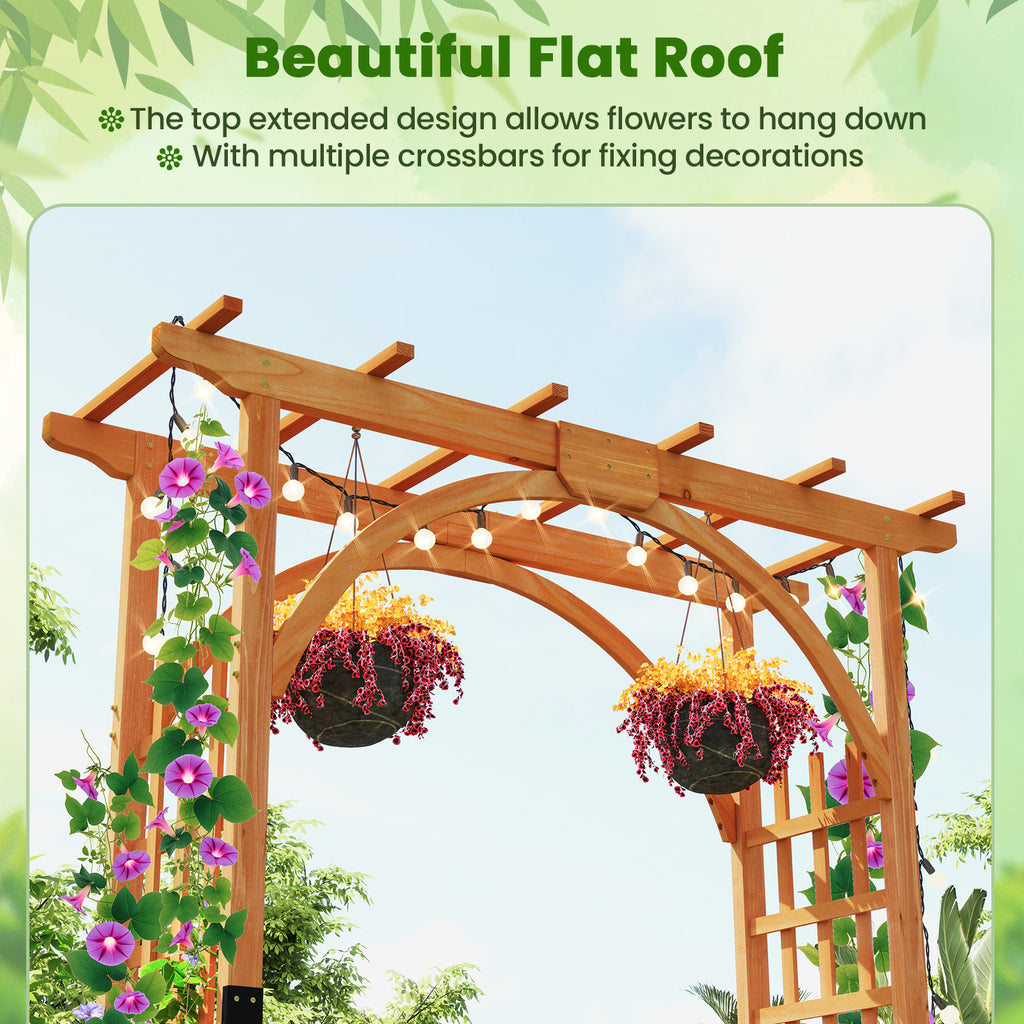 Garden Arbor Arch with Lattice Panels for Climbing Plants